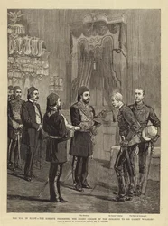 Der Krieg in Ägypten, der Khedive überreicht Sir Garnet Wolseley den Großkordon des Osmanieh-Ordens